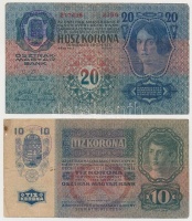 1913. 20K + 1915. 10K mindkettő 'Szolnok-Doboka Vármegye Domokos Község 1910' felülbélyegzéssel T:III,III-