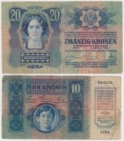1913. 20K + 1915. 10K mindkettő 'Szatmár Vármegye Tyukod Község 1907' felülbélyegzéssel T:III,III-