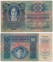 1913. 20K + 1915. 10K mindkettő 'Arad Vármegye Mikószalatna Község 1910' felülbélyegzéssel T:III,III-