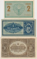 1914. 2K 'C' sorszámjel + 50K + 1920. 1K + 10K + 20K T:III