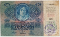 1914. 50K Szerb-Horvát-Szlovén Királyság 'SHS' felülbélyegzésével és 50p bélyeggel T:III
