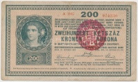 1918. 200K 'A 2067' hullámos hátlap, piros 'MAGYARORSZÁG' körbélyegzővel T:III