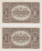 1920. 10K (2x) sorszámkövetők T:I
