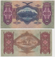 1930. 100P + 1932. 50P + 1936. 10P + 1941. 20P mindegyik hamis nyilaskereszt felülbélyegzéssel (fake overprint) T:III