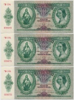 1936. 10P '*' (5x) közte 3+2 sorszámkövető, papírránccal T:I