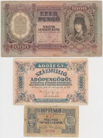 1938. 1P 'H 230 / 015343' + 1943. 1000P + 1946. 100.000.000AP T:III,III-,IV