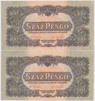 1944. 100P 'A Vörös Hadsereg Parancsnoksága' (8x) közte 2x2 sorszámkövető T:I,I-