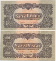 1944. 100P 'A Vörös Hadsereg Parancsnoksága' (8x) közte 2x2 sorszámkövető T:I,I-