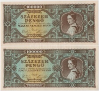 1945. 100.000P (4x) sorszámkövetők T:I