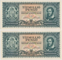 1945. 10.000.000P (4x) sorszámkövetők T:I