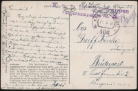 1918 Tábori posta képeslap / Field postcard 'K.u.k. Luftfahrtruppen Fliegerkompagnie 22.' + 'FP 406 b'