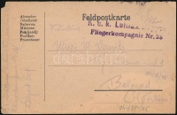 1918 Tábori posta levelezőlap / Field postcard 'K.u.k. Luftfahrtruppen Fliegerkompagnie Nr. 28.'