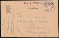 1918 Tábori posta levelezőlap / Field postcard 'K.u.k. Luftfahrtruppen Fliegerkompagnie Nr. 48.' + 'FP 511'