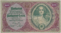 Ausztria / Osztrák-Magyar Bank 1922. 5000K T:III 
Austria / Österreichisch-Ungarische Bank 1922. 5000 Kronen C:F