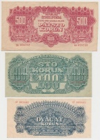 Csehszlovákia 1944. 1K + 5K + 20K + 100K + 500K T:I-,II,II-,III
Czechoslovakia 1944.1 Korunu + 5 Korun + 20 Korun + 100 Korun + 500 Korun C:AU,XF,VF,F