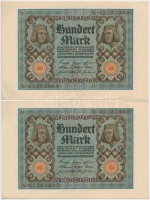 Németország / Weimari Köztársaság 1920. 100M (2x) sorszámkövetők T:I-
Germany / Weimar Republic 1920. 100 Mark (2x) sequential serials C:AU