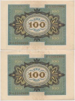 Németország / Weimari Köztársaság 1920. 100M (2x) sorszámkövetők T:I-
Germany / Weimar Republic 1920. 100 Mark (2x) sequential serials C:AU