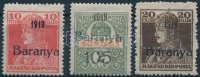Baranya I. 1919 3 klf érték antikva számokkal  (14.400) / Mi 35-36, 42 with antiqua numbers. Signed: Bodor