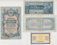 Orosz Birodalom 1909-1912. (1905) 5R. Szign.: Konshin + 1915. 50k + Szovjetunió 1937. 1R + 1938. 5R T:III,III-
Russian Empire 190-1912. (1905) 5 Rubles. Sign.: Konshin + 1915. 50 Kopeks + Soviet Union 1937. 2 Ruble + 1938. 5 Rubles C:F,VG