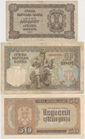 Szerbia / Német megszállás 1941. 20D + 50D + 1942. 50D + 500D T:I-(csak egy db),III
Serbia / German occupation 1941. 20 Dinara + 50 Dinara + 1942. 50 Dinara + 500 Dinara C:AU(only one pc),F