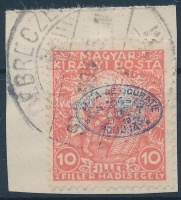 Debrecen 1919 I. lemez /  Hadisegély 10f (80.000) / Plate I War charity 10f. Signed: Bodor