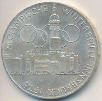 Ausztria 1976. 100Sch Ag 'Innsbruck - XII. Téli olimpia / Épületek és olimpiai logó' T:2 kis ph.
Austria 1976. 100 Schilling Ag 'Winter Olympics Innsbruck / Buildings and Olympic logo' C:XF small edge error
