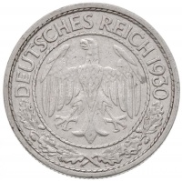 Németország / Weimari Köztársaság 1930J 50pf Ni T:2
Germany / Weimar Republic 1930J 50 Pfennig Ni C:XF
Krause KM#49