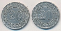 Olaszország 1894KB+R 20c Cu-Ni 2xklf verdejelű, Berlin és Róma T:1-,2
Italy 1894KB+R 20 Centesimi Cu-Ni 2xdiff mintmarks, Berlin and Rome C:AU,XF
Krause KM# 28.1,KM# 28.2