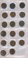 Orosz Birodalom 1875-1916. 53db-os kopek gyűjtemény éremtartó albumban T:vegyes
Russian Empire 1875-1916. 53pcs of diff. kopek coins in collectors album C:mixed
