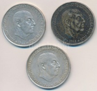 Spanyolország 1966. 100P Ag 'Caudillo' (3x) T:2,2- patina
Spain 1966. 100 Pesetas Ag 'Caudillo' (3x) C:XF,VF patina