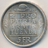 Svájc 1936B 5Fr Ag 'Konföderációs Fegyverkezési Alap' T:2
Switzerland 1936B 5 Francs Ag 'Confederation Armament Fund' C:XF
Krause KM# 41
