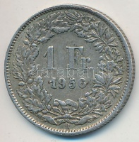 Svájc 1956B 1Fr Ag 'Helvetia' T:2,2- kis ph., patina
Switzerland 1956B 1 Franc Ag 'Helvetia' C:XF,VF edge error, patina