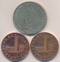 NDK ~1970-1980. 'Berlin, az NDK fővárosa / Tévétorony' Cu emlékérem (2x) (30mm) + 1975. 'A fasizmus alóli felszabadulás 30. évfordulója' fém emlékérem (36mm) T:2
GFR ~1970-1980. 'Berlin, the Capital of the GFR / Television Tower' Cu