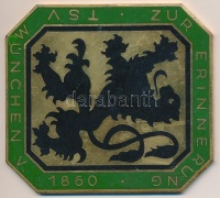 Németország DN 'Emlékül - TSV München V. 1860' zománcozott fém plakett (65x72mm) T:2,2- hátoldalán ragasztásnyom
Germany ND 'Zur Erinnerung - TSV München V. 1860' enamelled metal plaque (65x72mm) C:XF,VF glue mark on back