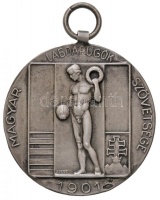 Szege Sándor (1883-1945) 1924. 'Magyar Labdarúgók Szövetsége 1901 / Legjobb magyar csapat 1923-1924' jelzett Ag díjérem füllel, 'S.G.A. (Scheid Ezüstáru- és Éremgyár)' gyártói jelzéssel (16,67g/0.800/35mm) T:2