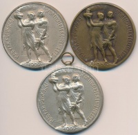 Sződy Szilárd (1878-1939) 1935-1936. 'Magyar Főiskolai Sportegyletek Egyesülése - 1907 / Bajnoki Érem' 3db fém díjérem, mind 'LUDVIG' gyártói jelzéssel (40,5mm) T:2