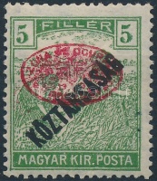 Debrecen 1919 I lemez /  Arató / Köztársaság 5f piros felülnyomással (80.000) / Plate I Harvester / Köztársaság 5f with red overprint. Signed: Bodor