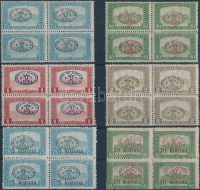 6 Parlament érték négyes tömbökben (22.400) / Mi 27-30 + 34-35 blocks of 4. Signed: Bodor, Flasch