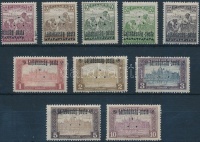 Nyugat-Magyarország III. 1921 10 klf érték hármaslyukasztással (31.000) / Mi 20, 22-30 with 3 hole punching. Signed: Bodor
