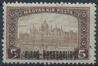 Nyugat-Magyarország III. 1921 Parlament 5K alsó fordított felülnyomással; Bodor vizsgálójellel
