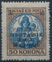 Nyugat-Magyarország V. 1921 Koronás Madonna 50K (**80.000) / Mi 57 Signed: Bodor
