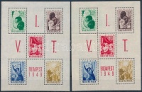 1949 2 db VIT blokk (egyiken rozsda és betapadásnyom / 1 block with stain and gum disturbance)