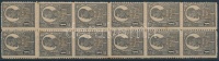 Ziaristi 1 B arany felülnyomással, 12-es tömb / gold overprint, block of 12 (pici rozsda / light stain)
