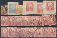 1871 32 db Réznyomat bélyeg + Kő 5kr díjjegyes kifogazás + 10kr díjjegy kivágás