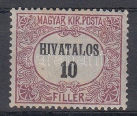 1921 Hivatalos 10f, folt az értékszám nulláján