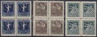 1924 Jótékonyság sor négyestömbökben / Mi 380-382 blocks of 4