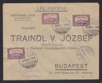 1920.12.07. (2. díjszabás) Légi levél teljes sorral / Complete set on airmail cover 'SZOMBATHELY' - 'BUDAPEST'