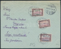 1920 (2. díjszabás) Légi posta teljes sor légi levélen Veszprémbe / Mi 319-321 on airmail cover to Veszprém