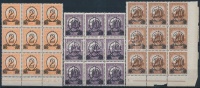 1931 Kisegítő bélyeg (I) 'B' 2f/3f, 10f/16f, 20f/25f kilences tömbökben (58.500) / Mi 471xA, 473xA, 474xA blocks of 9