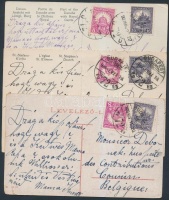 1926-1927 3 db Budapest képeslap Pengő-fillér bérmentesítéssel Belgiumba